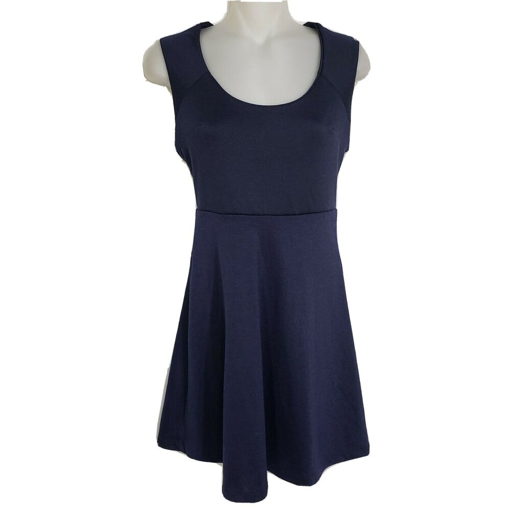 Monteau Los Angeles Dress Size XS Navy Blue Sleeveless Keyhole A-Line Stretch